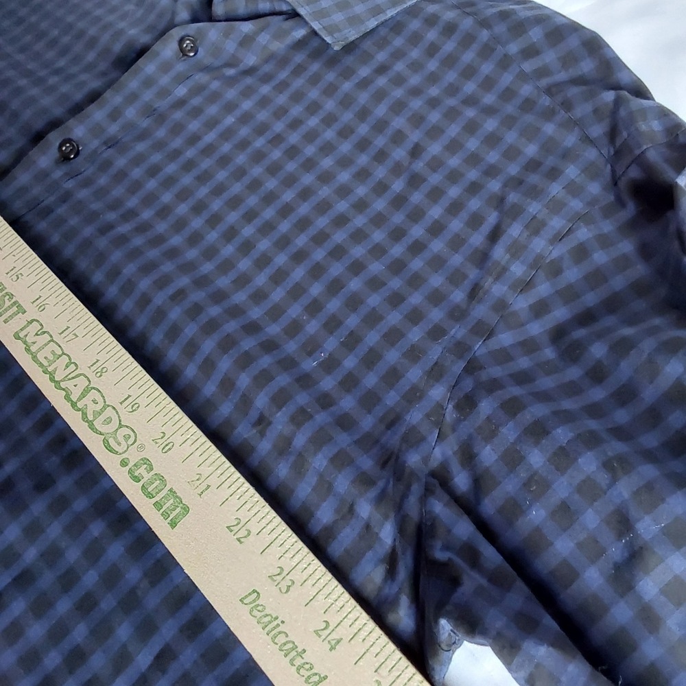 Thomas Dean Mens Long Sleeve Blue & Black Check Dress Shirt Flip Cuff Size XL - Picture 8 of 8